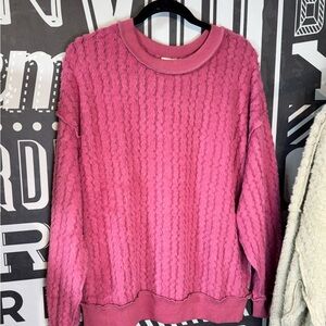 Pink Textured Women's Sweater